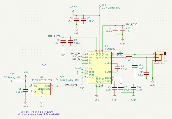 Schematic of the audio output circuit