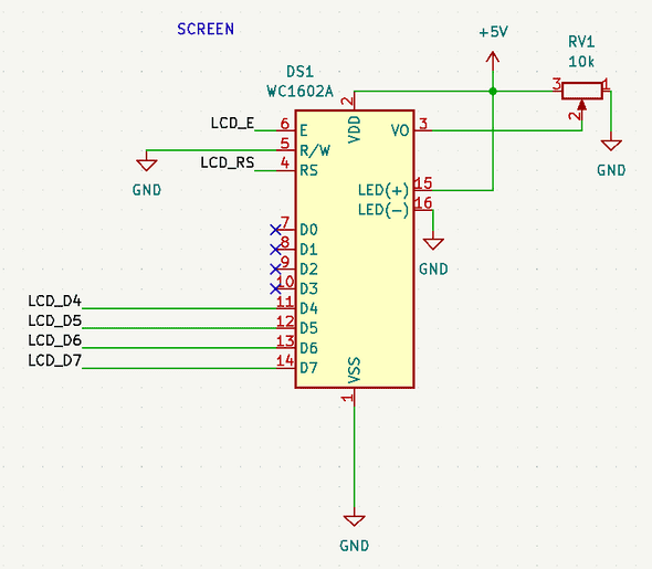 Schematic for the LCD screen