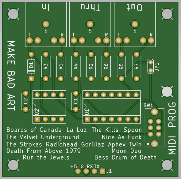 Grandbot's custom MIDI PCB